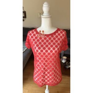 EUC MADEWELL HI-LINE Sz Small Sheer Mesh Like Material w/ Round Patches